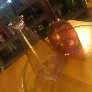 Unique Vintage Pink and Green Glass Accent Set